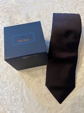 David Donahue Black Silk Ribbed Tie NWT in Box!